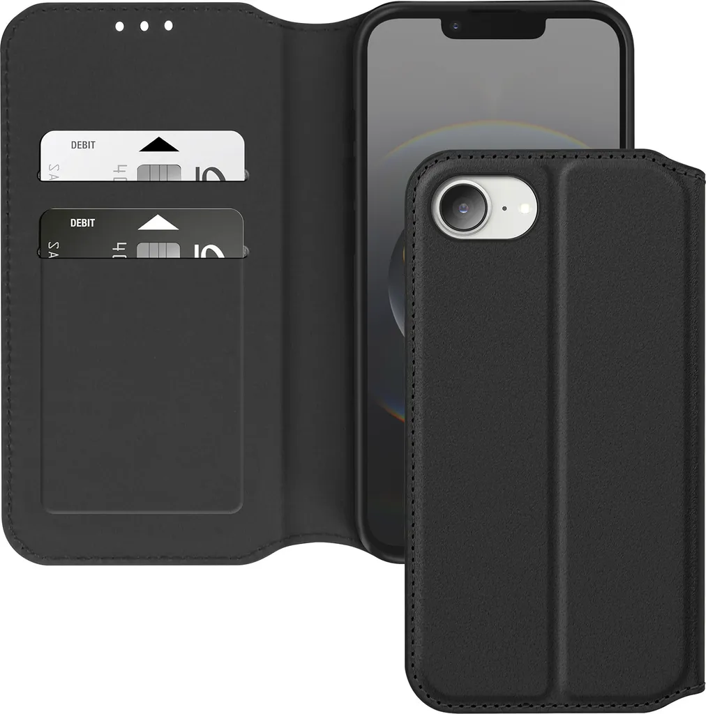 Cover iPhone 16e Avizar a Libro con Porta Carte - Nera Antiurto - 1