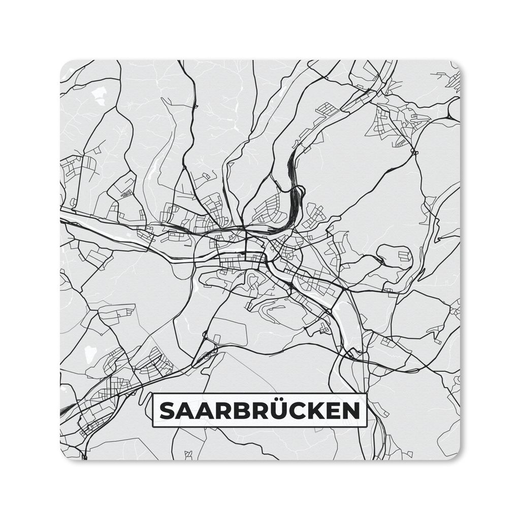 MuchoWow Mauspad Mousepad Karte - Saarrücken - Deutschland - Stadtplan 20x20 cm - Mousepads - Maus Mat - Pad - Mausunterlage - Desk Mat - Bureau...