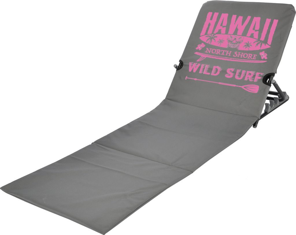 JEMIDI Strandmatte mit Rückenlehne faltbar - 47x145cm Matte mit Lehne - Strand Liege Liegematte Sonnenliege - leicht tragbar - Hawaii Design grau ...