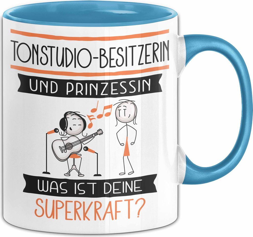 Tonstudio-Besitzerin Und Prinzessin Tasse Geschenk Für Eine Tonstudio-Besitzerin Geburtstag Was Ist Deine Superkraft (Blau)