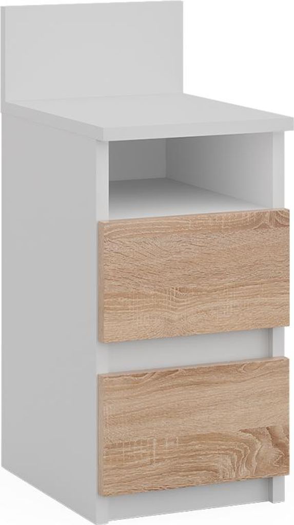 Comodino Vicco Monty Bianco/Sonoma 25 x 59.1 cm con 2 Immagine del prodotto 