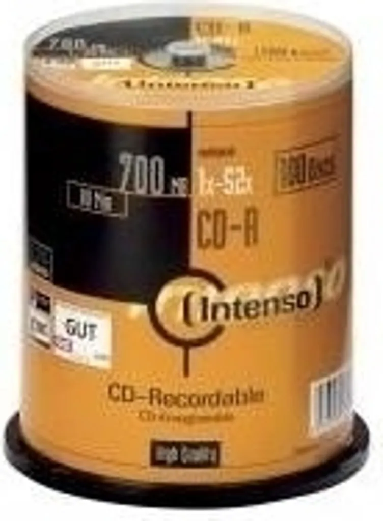 Pack de 100 CD-R Intenso 700 Mo 52x disques vierges en spindle robuste