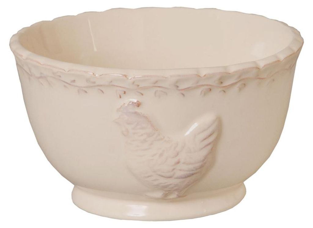 Clayre & Eef Bol de soupe Ø 13 cm Beige Céramique Poulet Image du produit 