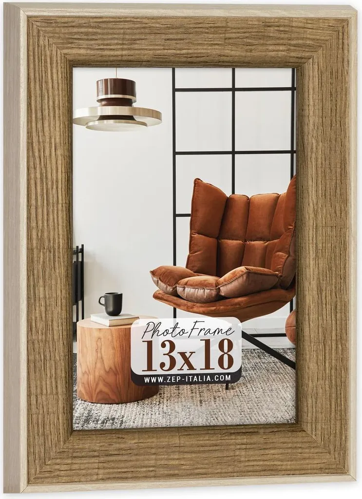 Cadre ZEP Nuoro A 20x30 cm avec finition bois texturé et vitre verre