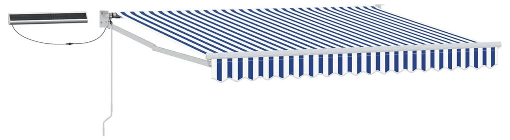 Elektrische ausziehbare Markise - CLORIS - Wettersensor - Blau und Weiß 3,5x2 m - Markisen C751