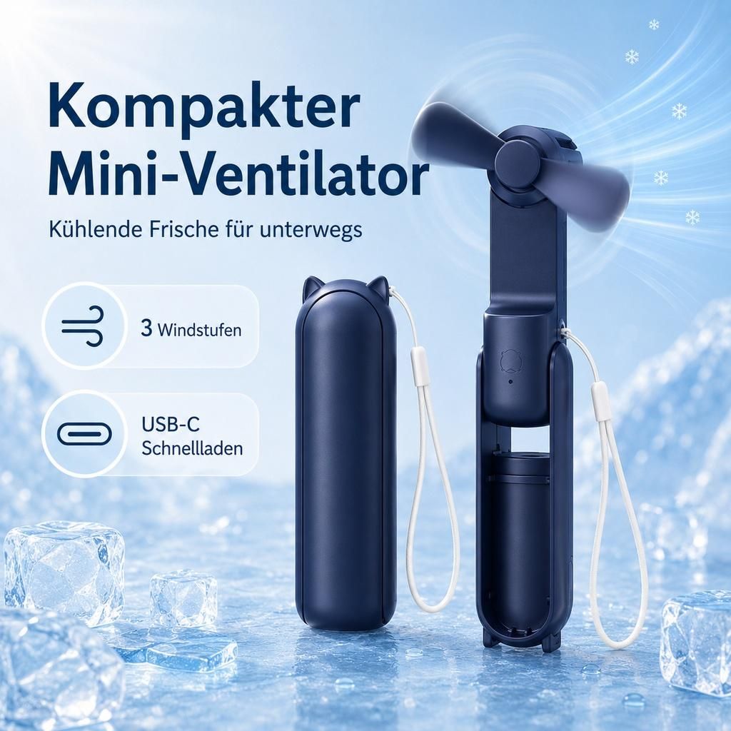 Tragbare Handventilatoren 3 Windstufen, 10 Stunden Laufzeit, Extrem Starker Wind