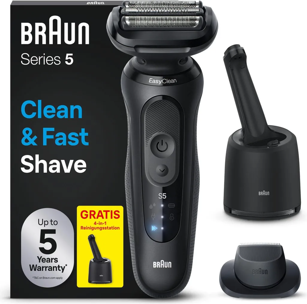 Rasoir Électrique Homme Braun Series 5 52-N7200cc avec Centre de Nettoyage