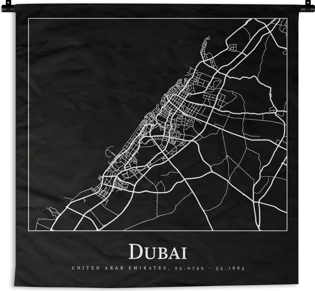 MuchoWow Wandteppich Wandbehang Stadtplan - Dubai - Karte 120x120 cm Tapisserie Dekoration Wandtuch - Modern - Baumwollgewebe