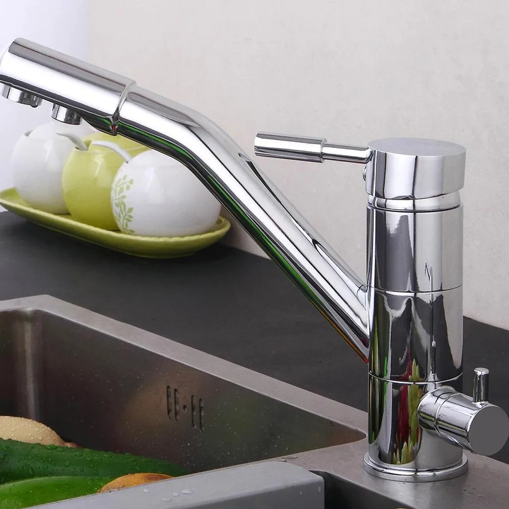 Miscelatore 3 in 1 Cucina Osmosi: Argento Chiaro Monocomando Girevole - 8