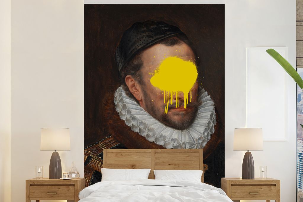 MuchoWow Fototapete für Wohnzimmer oder Schlafzimmer Wandtapete Vinyl Motivtapete Wilhelm von Oranien - Adriaen Thomasz - Gelb - 145x220 cm - Wa...