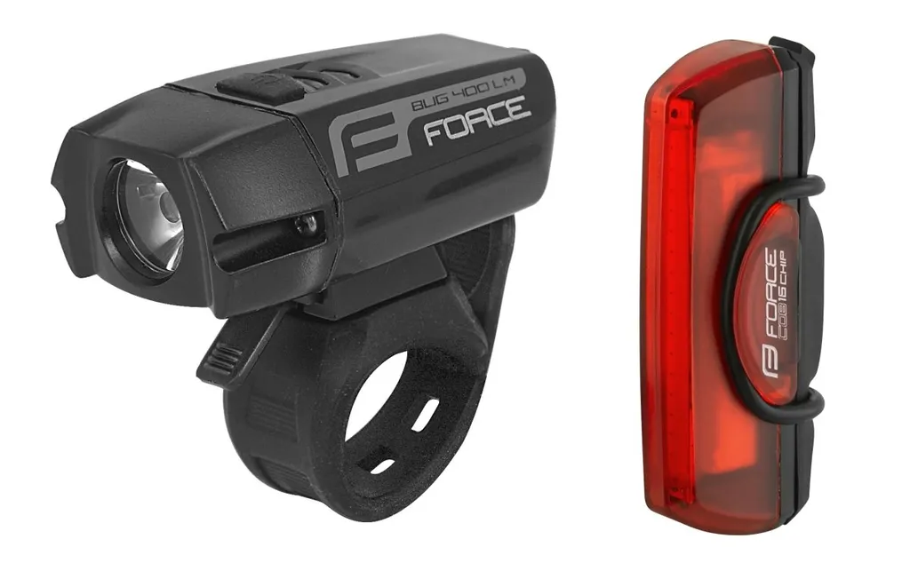 Phare vélo Force Glare Black 400 lm étanche avec batterie rechargeable