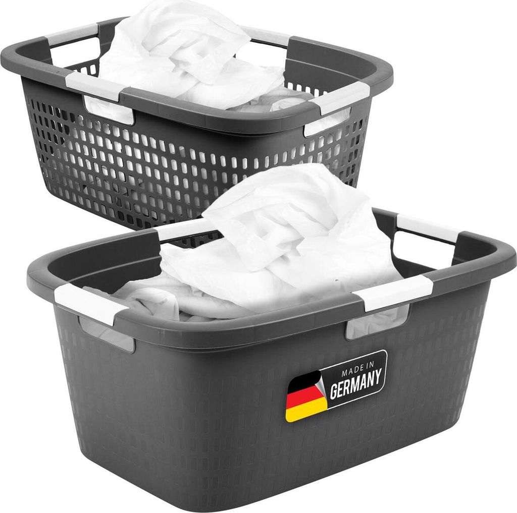 Novaliv Wäschekorb 40L + Wäschewanne 40L, Wäschebox Set Wäscheeimer Wäschebehälter für Bad Wäsche Schmutzwäsche, Wäschekörbe Wäschewann...