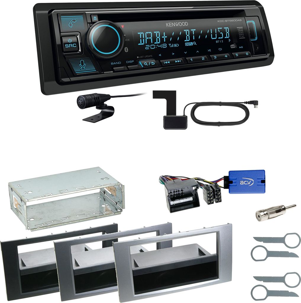 Kenwood KDC-BT560DAB Bluetooth DAB Einbauset für Ford Focus C-Max Fiesta Transit