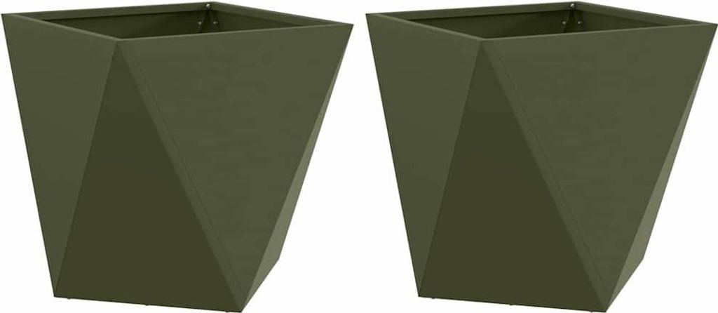 Pflanzkübel 2 pcs Olive Grün 50 x 50 x 50 cm Stahl