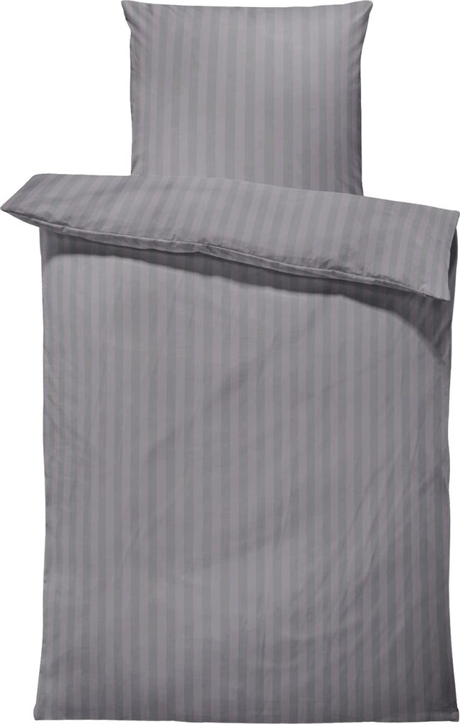 4 teilig Bettwäsche 135x200 cm Streifen gestreift grau Produktbild 