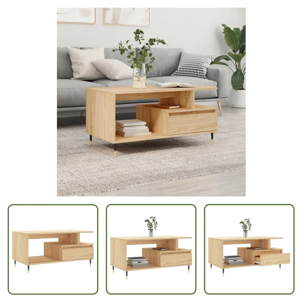 The Living Store Tavolino 90x49x45 cm | Rovere Sonoma Alta Resistenza