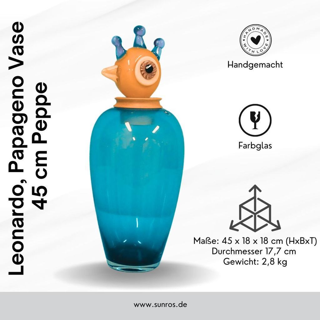 LEONARDO Vase Papageno "Peppe" 45 cm (türkis) Produktbild 