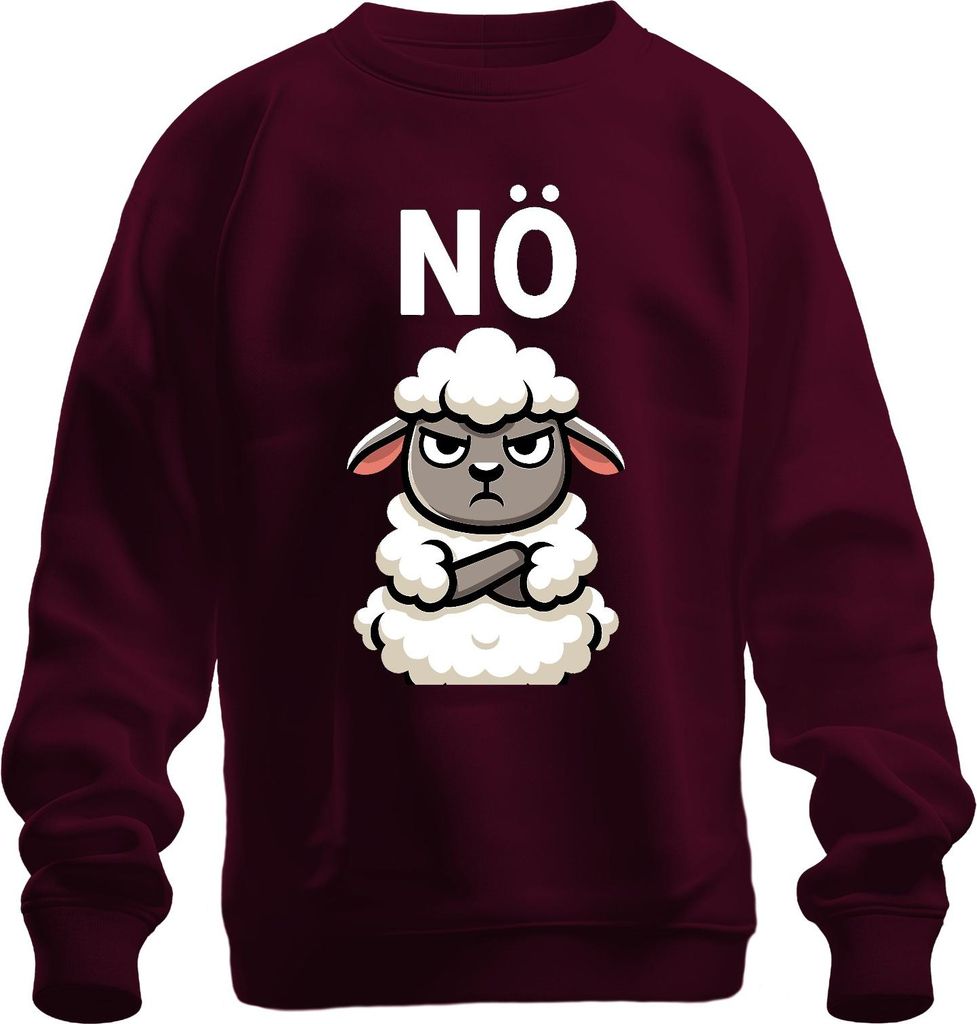 NÖ Schaf mürrisch sarkastisch grimmig Cartoon Bauernhof Geschenk Uni Sweatshirt Pullover, Burgundy, XXL