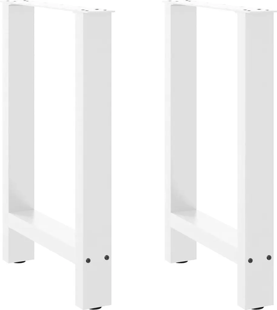 Gambe Tavolo da Pranzo Acciaio Bianco 2 Pezzi 50x72 cm Regolabili
