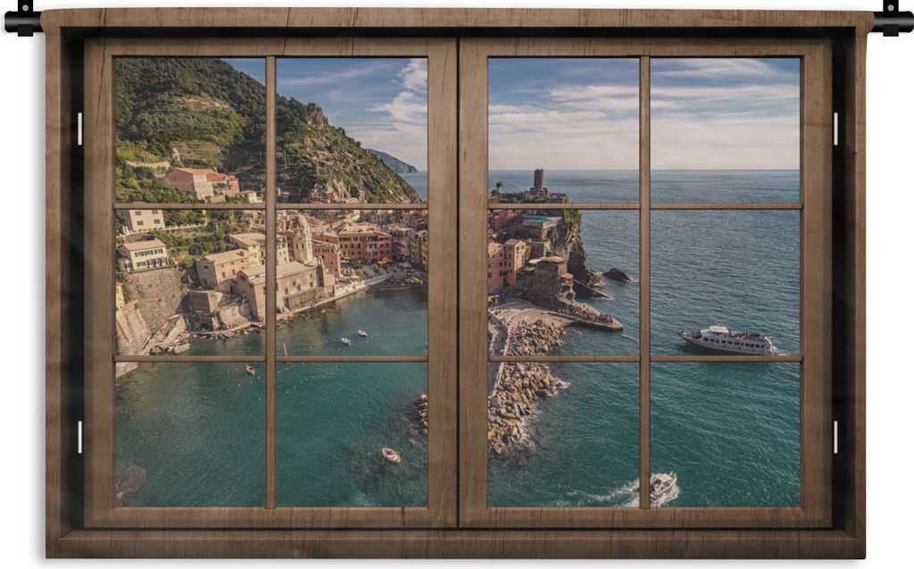 MuchoWow Wandteppich Wandbehang Durchsichtig - Fenster - Insel 60x40 cm Tapisserie Dekoration Wandtuch - Wanddekorationen