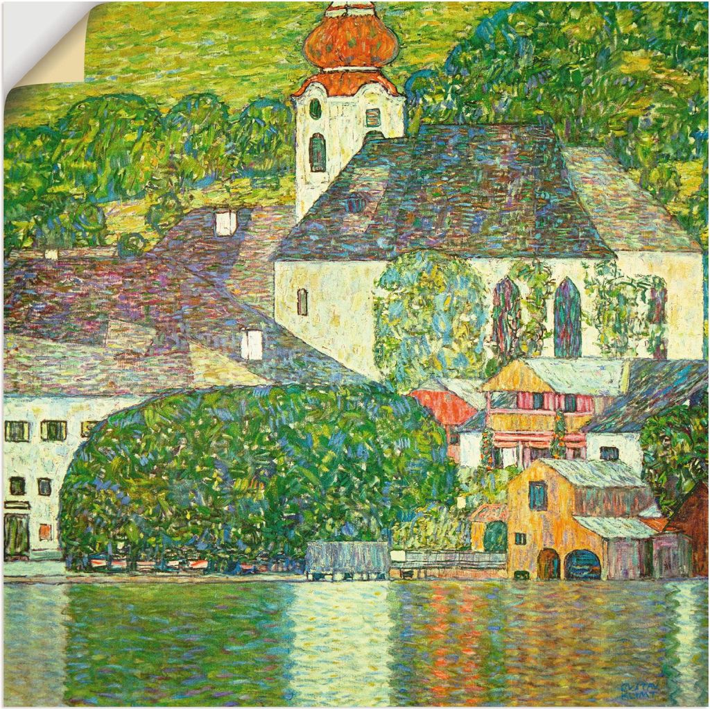 ARTland Wandbild, selbstklebend Kirche in Unterach am Attersee. (D.198) Größe: 70x70 cm
