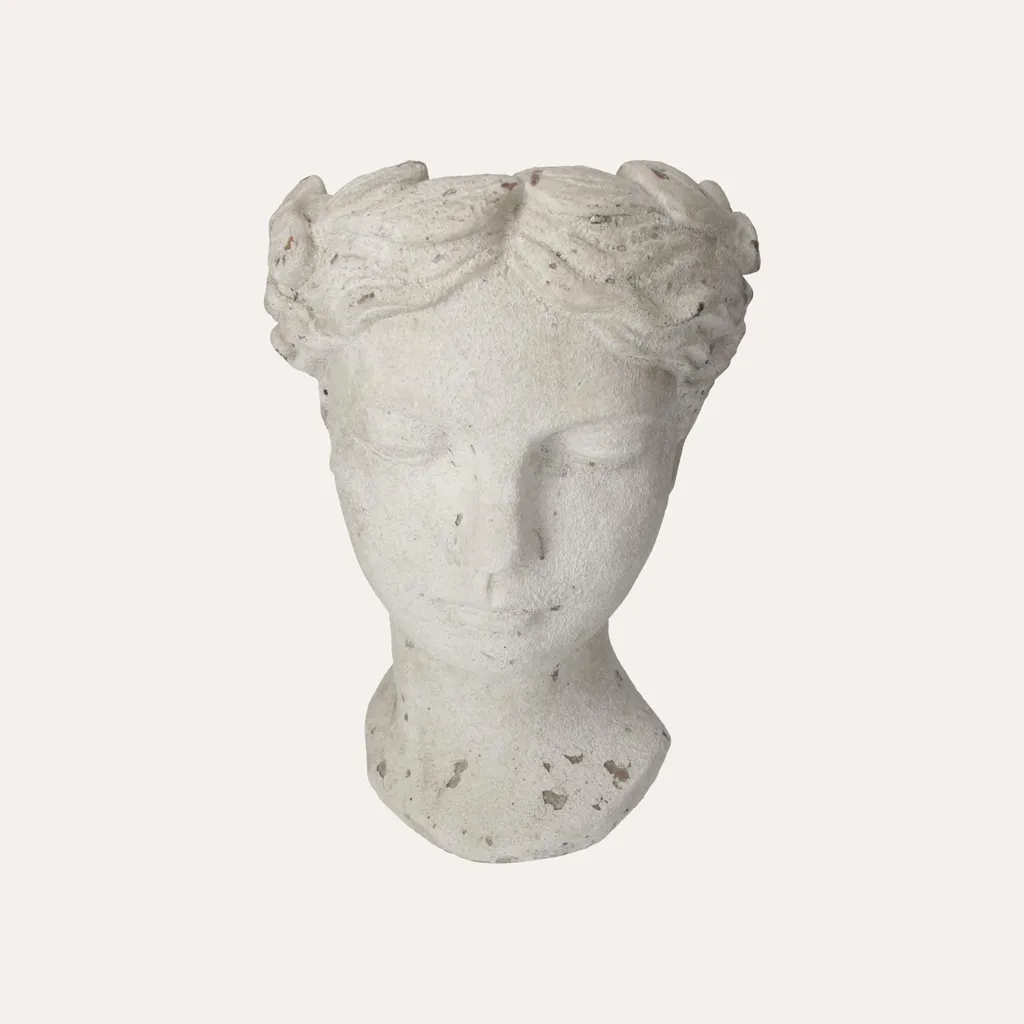 Statue Tête Décorative 35 cm Résine Blanche - Finition Mat Moderne