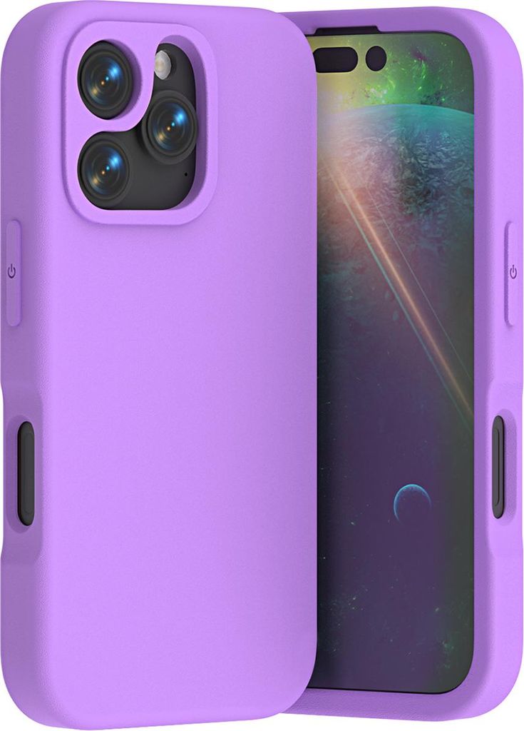 Weiche EVA Handyhülle für iPhone 16 Pro Max, Stoßfeste Schutzhülle, Leichte Anti-Fall Hülle Lila