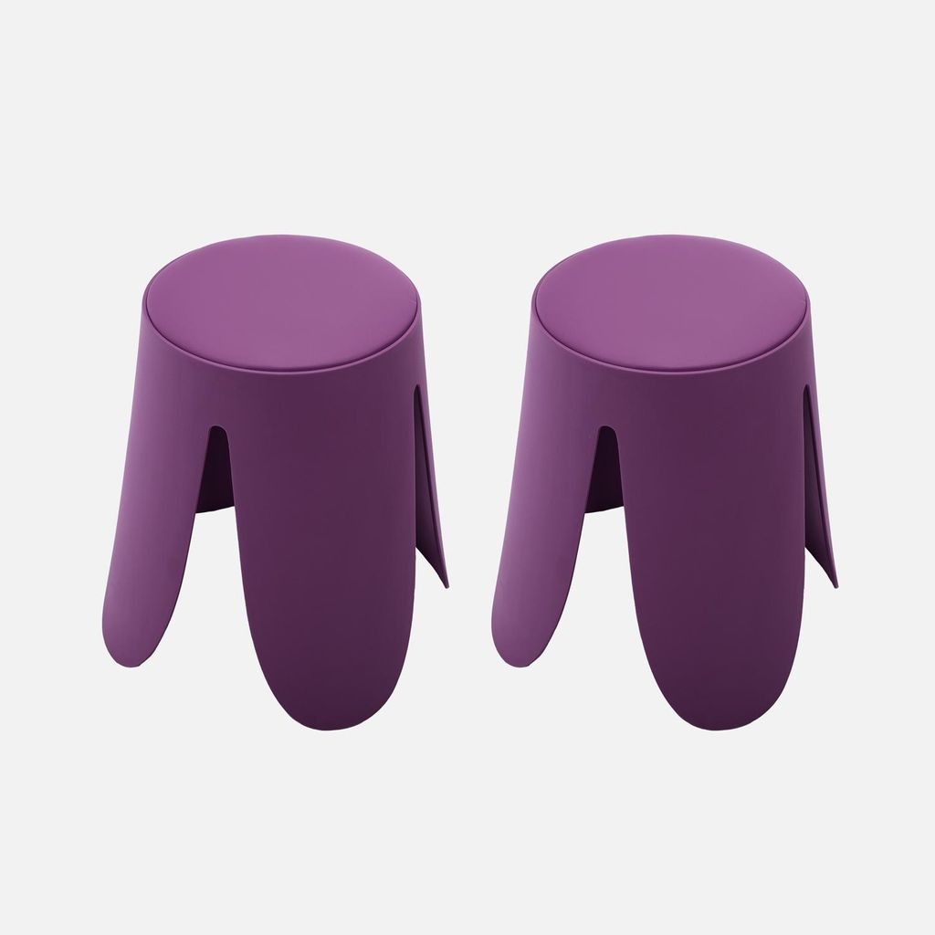 sweeek - 2er-Set stapelbare Hocker mit Kunstleder - Violett Produktbild 