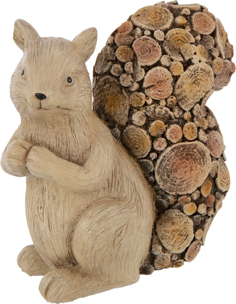 Déco Naturelle sans Entretien : Écureuil J-Line Plâtre Aspect Bois Large