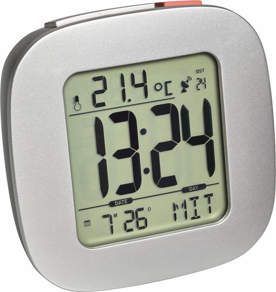 TFA - Digitaler Funk-Wecker mit Temperatur 60.2542 - silber anthrazit
