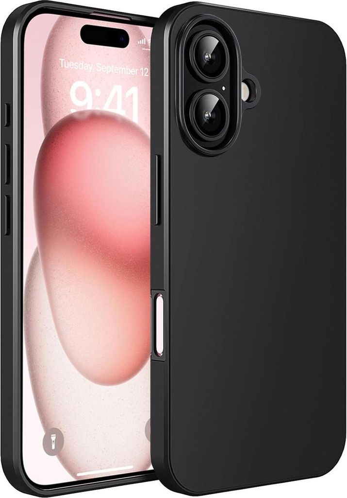 Conie TPU Schutzhülle für iPhone 16 Plus Tasche Case Cover Bumper Silikon Hülle in Schwarz matt