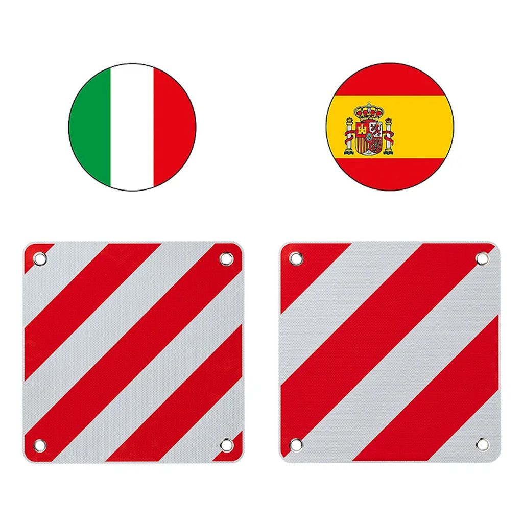Warntafeln Warnschild reflektierend Italien Spanien 50x50cm Aluminium  Heckträger