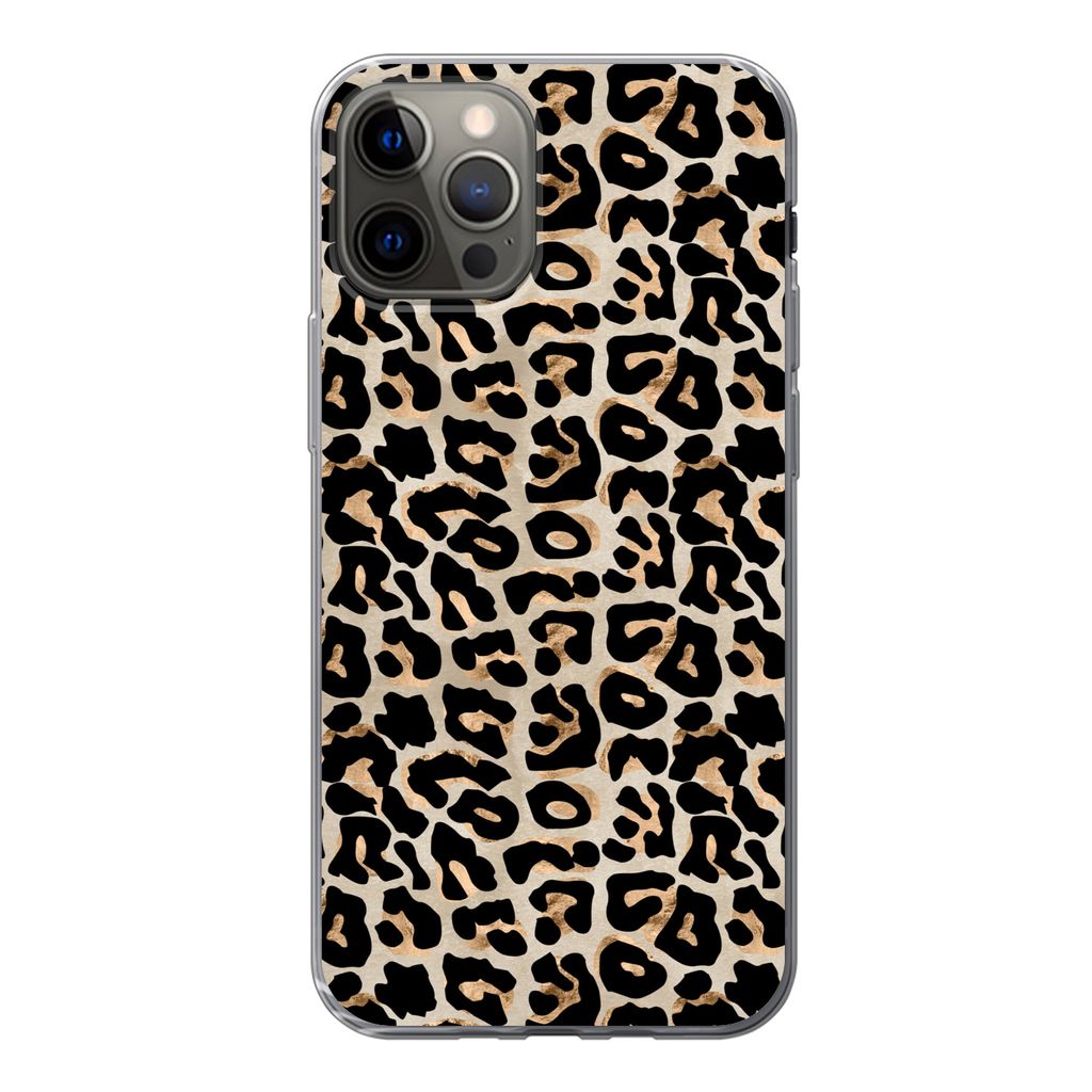 MuchoWow Handyhülle Schutzhülle Hülle für iPhone 13 Pro Pantherdruck - Braun - Luxus Silikon Softcase Handy Hülle - Handy-Tasche