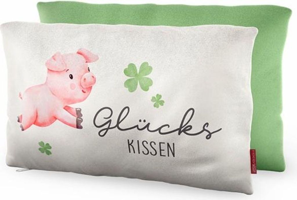 Deko-Kissen, Kuschelkissen "Glückskissen - Schweinchen"