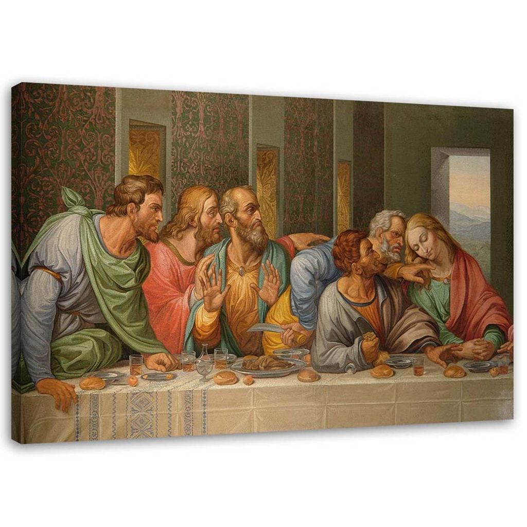 Leinwandbild letztes abendmahl - da vinci reproduktion 60x40 cm Feeby farbe wandbild bereit zum aufhängen
