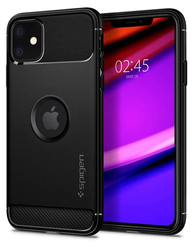 Custodia iPhone 11 Nero Spigen Rugged Armor | Stile Carbonio e Sicurezza