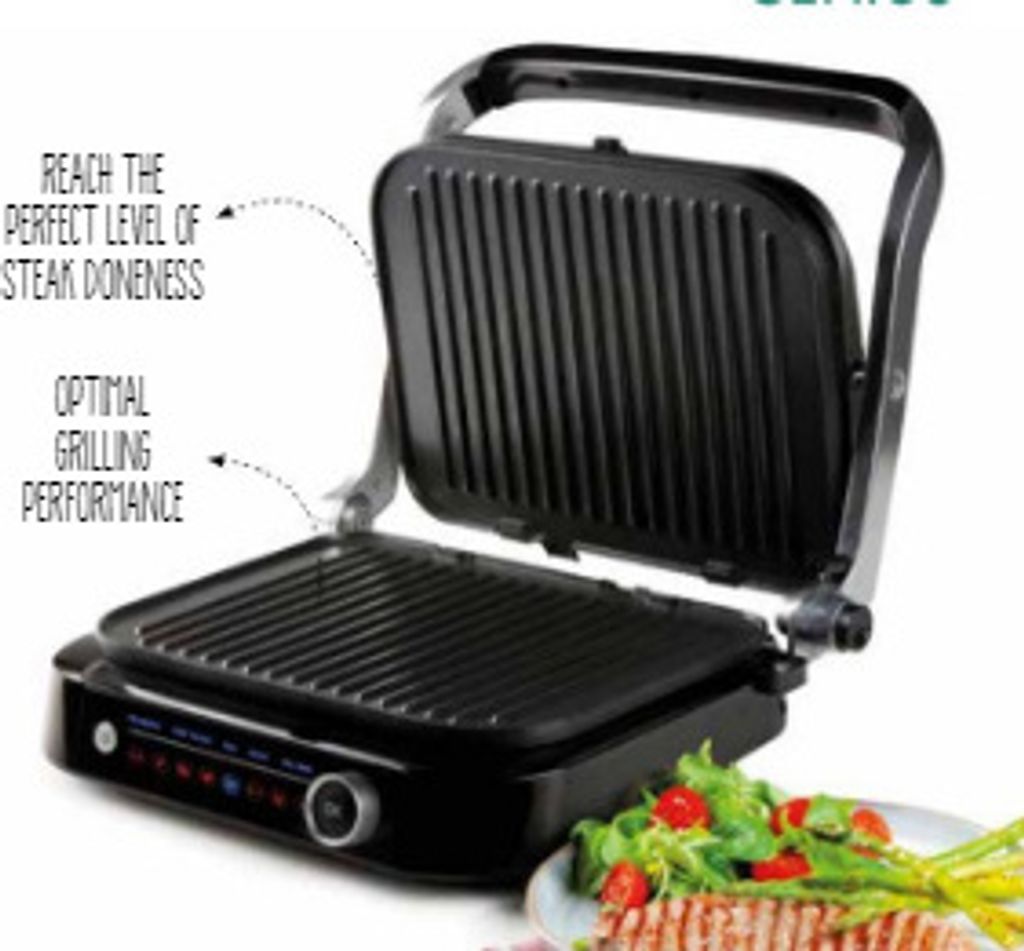 DOMO Genius Elektro Kontaktgrill Antihaftbeschichtung, mit Display Edelstahl, Schwarz (DO9249G)