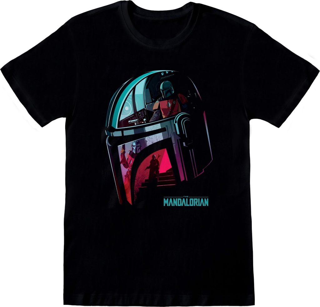 Star Wars: The Mandalorian - T-Shirt für Herren/Damen Uni HE791 (M) (Schwarz/Türkis/Rot)