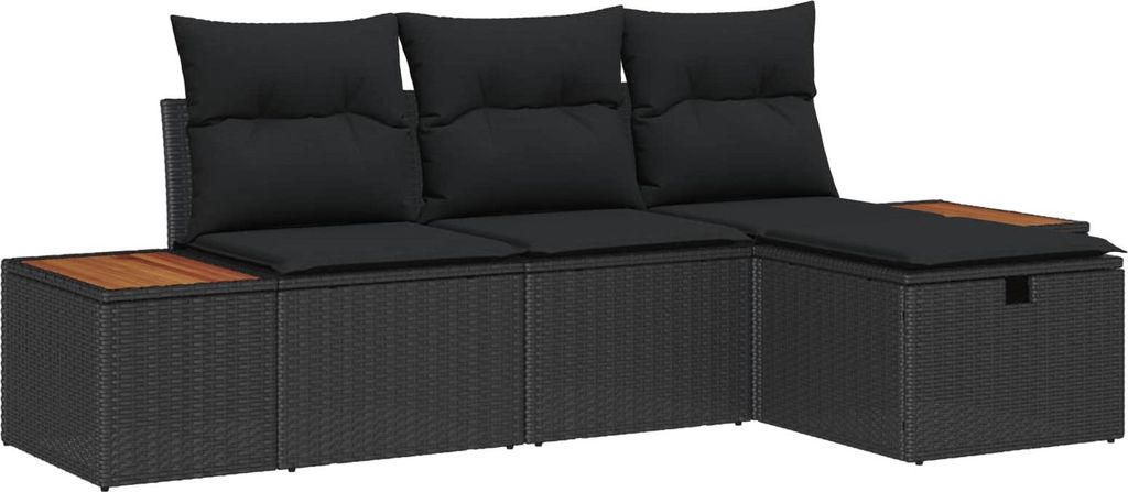 Maison Exclusive - Gartensofa-set mit Kissen 4 pcs Schwarz Poly-Rattan
