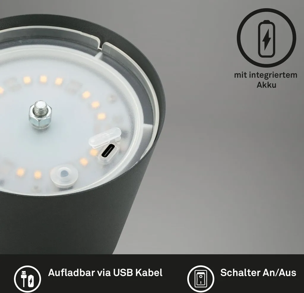 Lampe de Table LED Sans Fil Anthracite Hauteur Ajustable 36cm x2 - 3