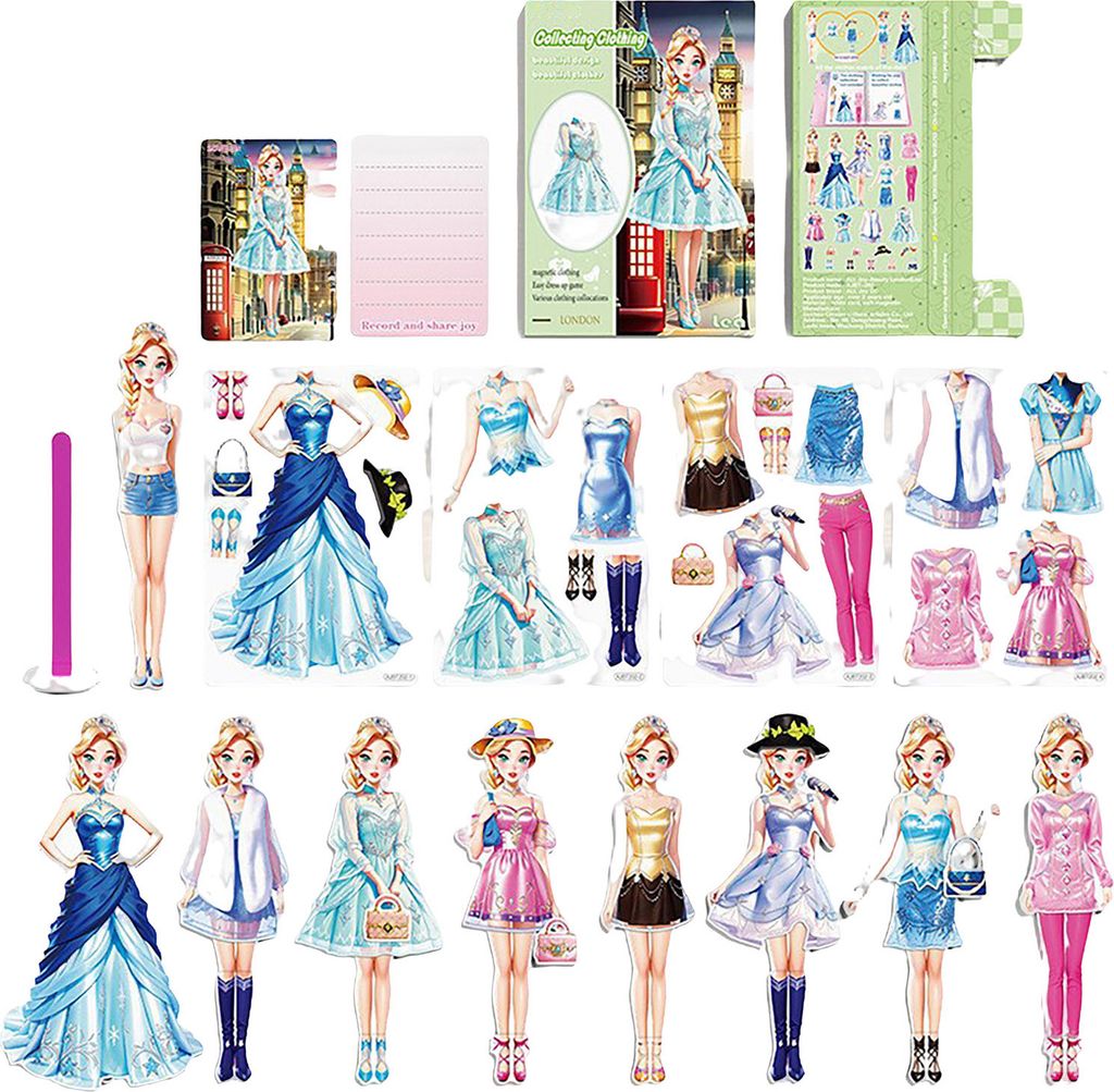 Magnetische Prinzessin Dress Up Papier Puppe Dressing Papier Spielzeug Magnet Menschen Kleidung Puzzles Spiel Rollenspiel Aufkleber