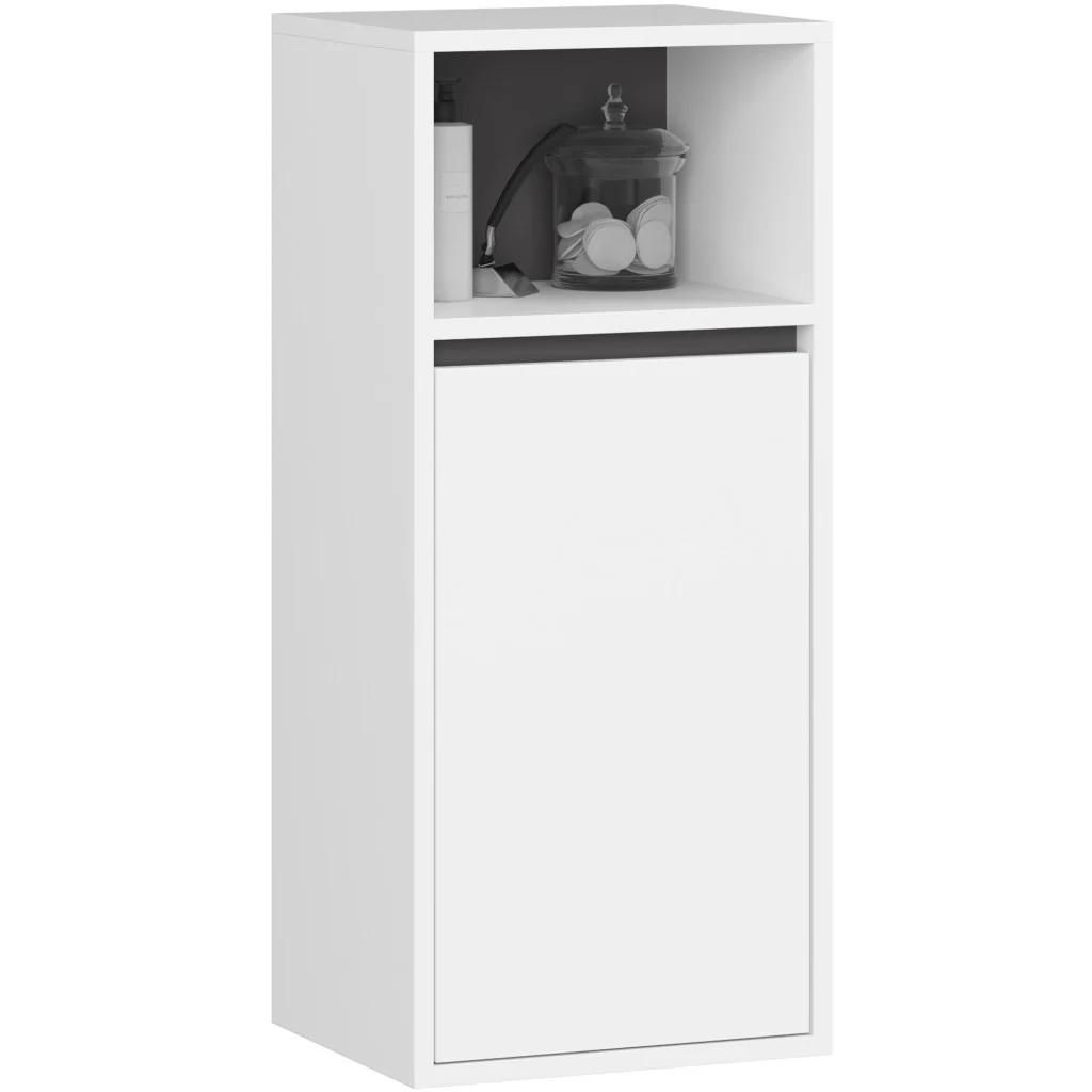 Badezimmer-Hängeschrank VAMI Weiß, Graphitgrau 1 Tür 3 Regalböden B35xH80xT30 cm