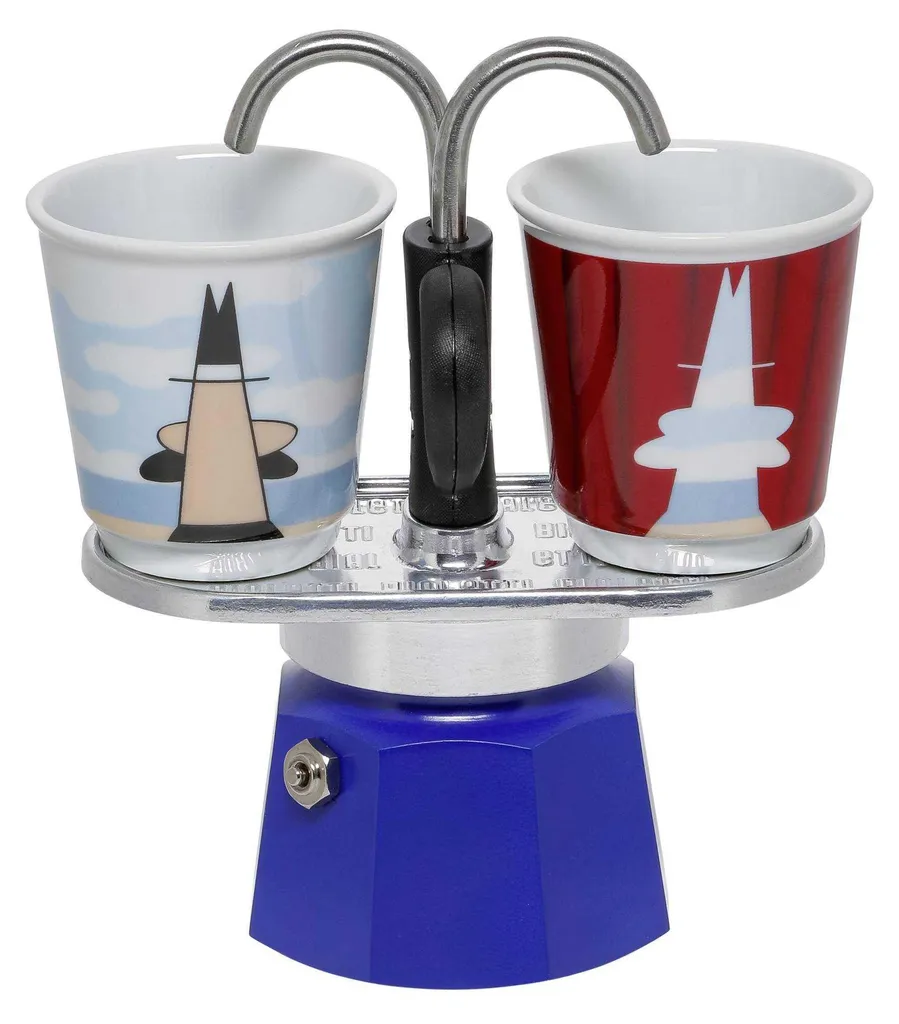 Cafetière Bialetti Mini Express Magritte et 2 tasses assorties