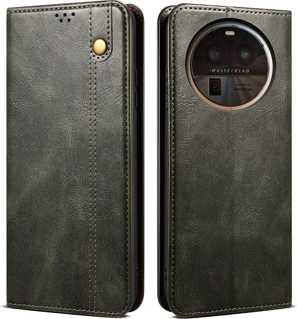 OPPO Find X6 Hülle, Leder Flip Brieftasche Schutzhülle mit Standfunktion für OPPO Find X6 Grün