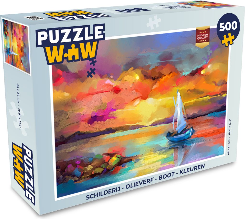 MuchoWow Puzzle 500 Teile Malerei - Ölfarbe - Boot - Farben - 500 Teile - Kinder - Selberbauen - Puzzlespiele