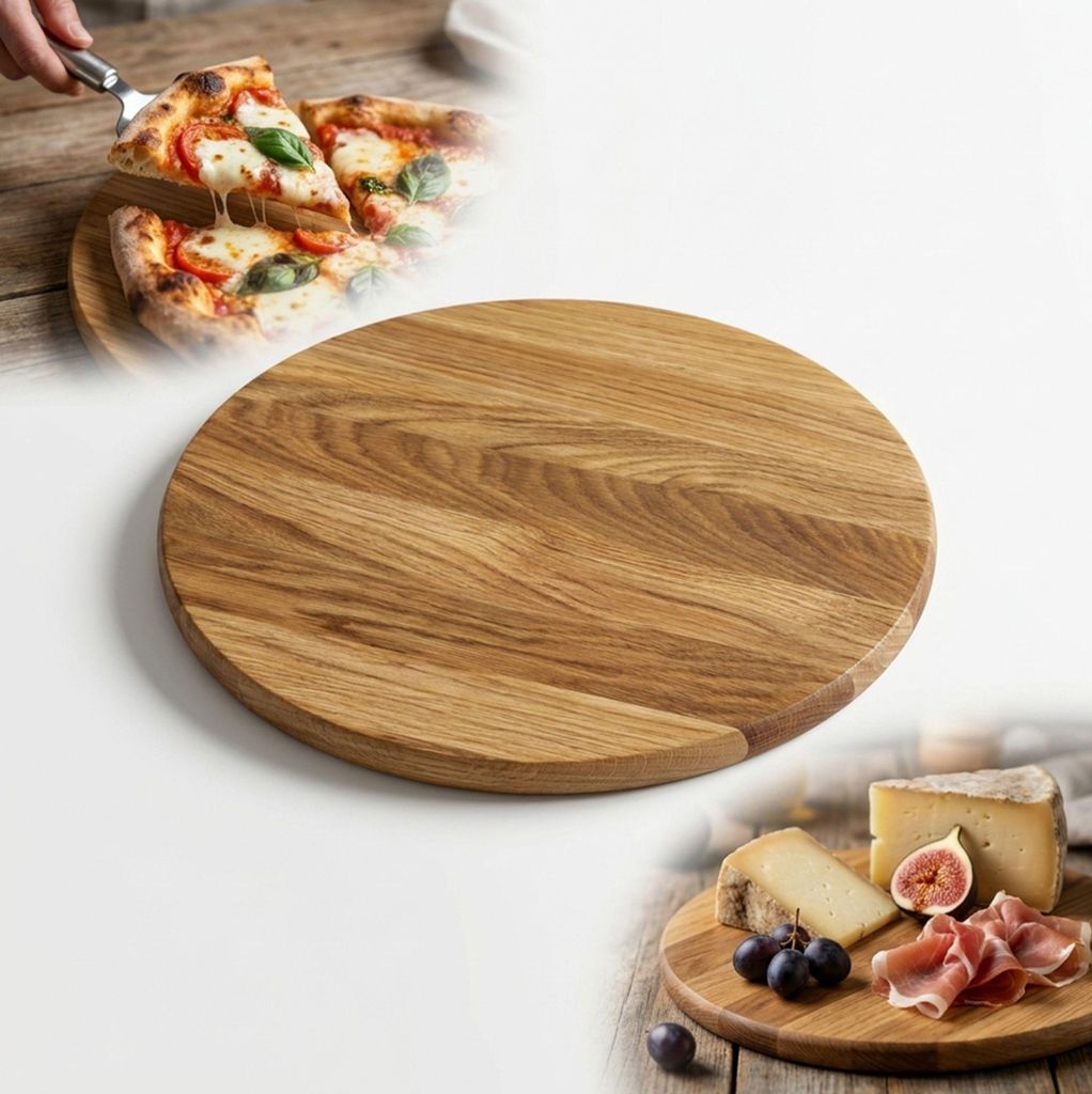 RUNDES BRETT, Durchmesser 30 cm, aus Eiche, zum Schneiden Produktbild 