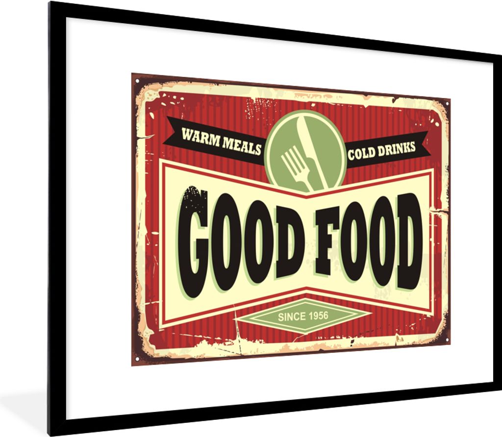 MuchoWow® MuchoWow® Gerahmtes Poster Essen - Jahrgang - Produktbild 