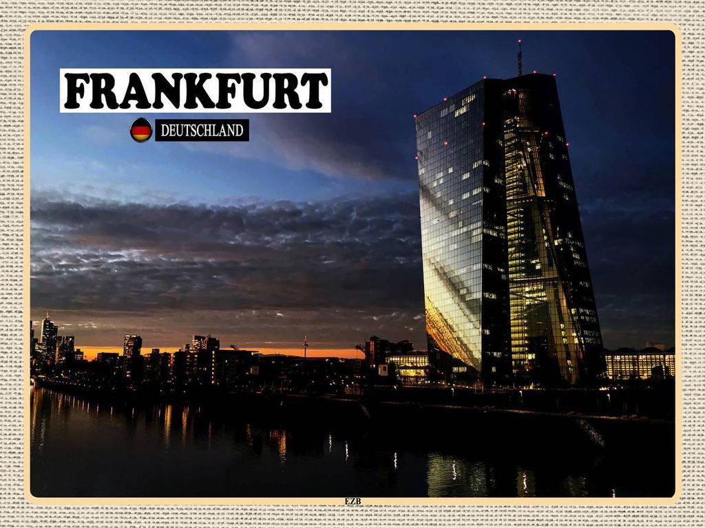 vianmo Holzschild 30x40 cm Frankfurt Deutschland EZB Neubau Bildmotiv Reisemotiv Abenteuer Reisen