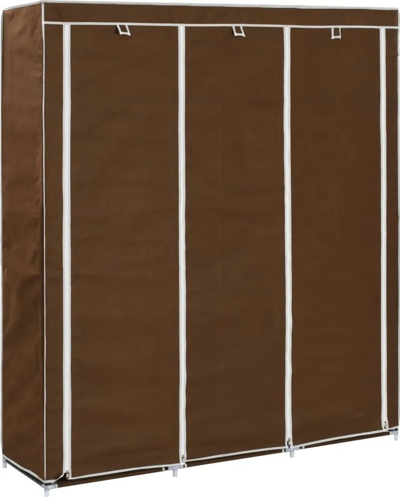 The Living Store Armoire en Tissu Marron avec Tringles 150x45x175 cm