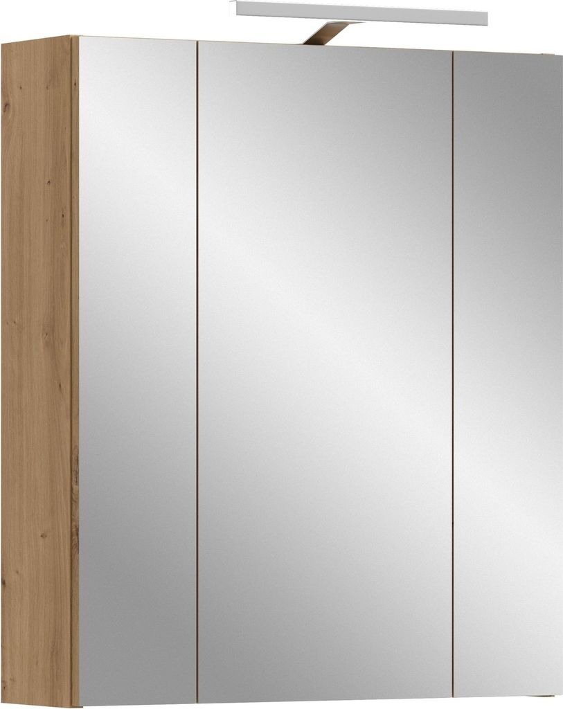 Badezimmerspiegelschrank >Ice< in artisan oak - 60x70x18cm (BxHxT)